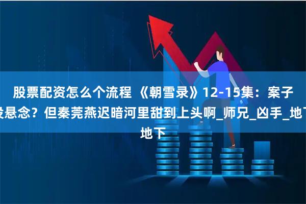 股票配资怎么个流程 《朝雪录》12-15集：案子没悬念？但秦莞燕迟暗河里甜到上头啊_师兄_凶手_地下