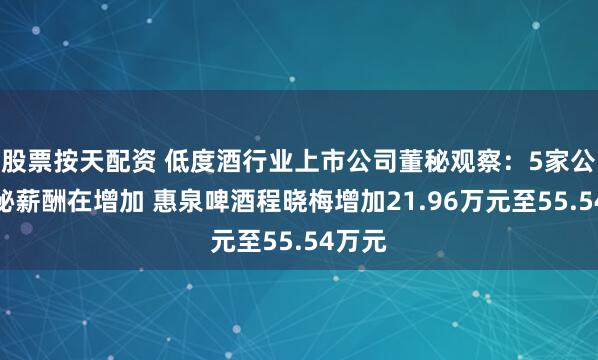 股票按天配资 低度酒行业上市公司董秘观察：5家公司董秘薪酬在增加 惠泉啤酒程晓梅增加21.96万元至55.54万元