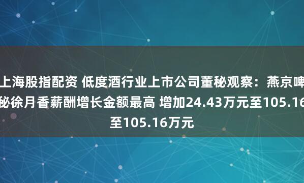 上海股指配资 低度酒行业上市公司董秘观察：燕京啤酒董秘徐月香薪酬增长金额最高 增加24.43万元至105.16万元